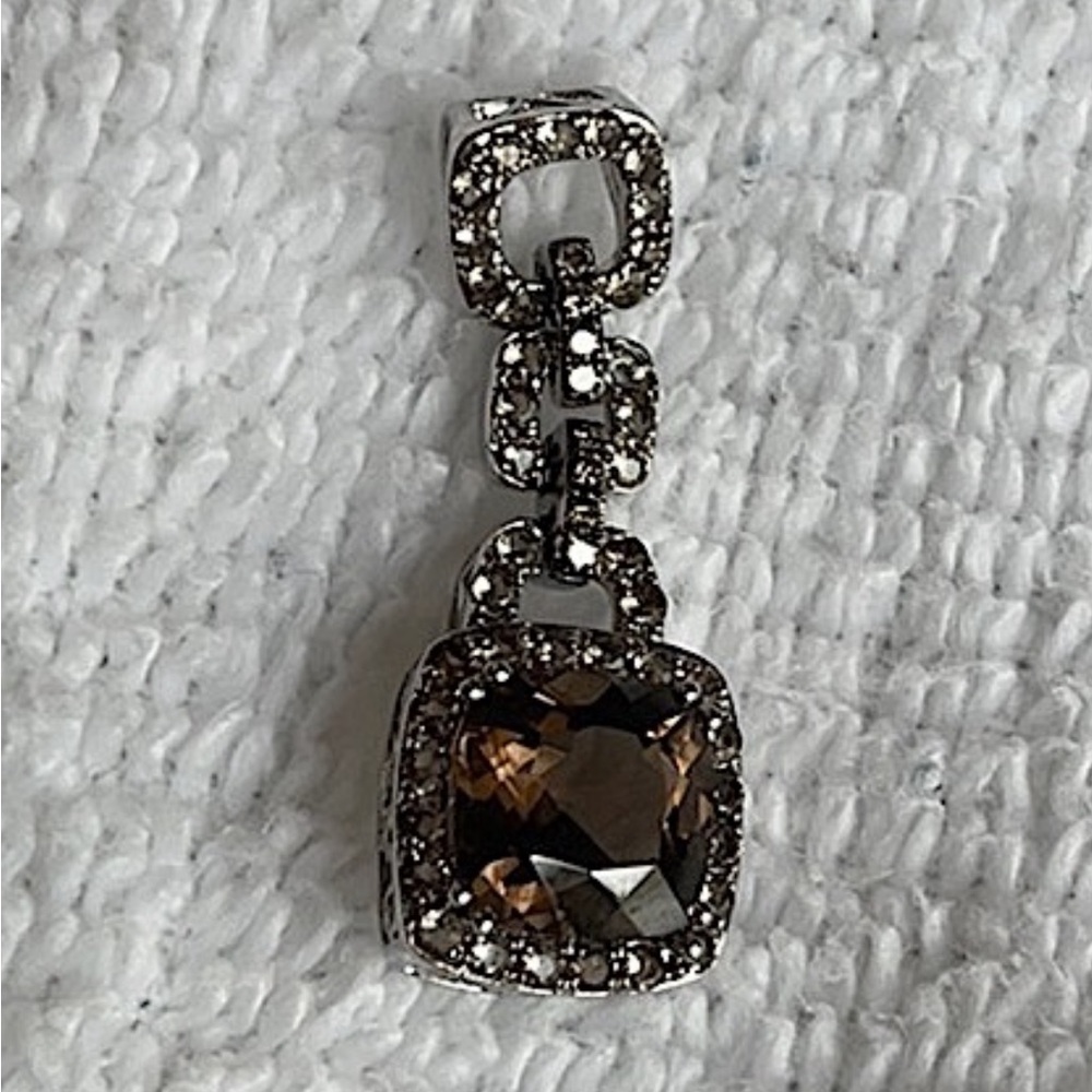 HSN Sterling Silver Smoky Quartz & Diamond Pendant